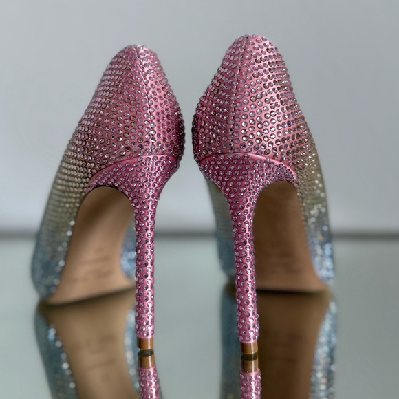 New JIMMY CHOO Romy 100 Leather Embellished Pumps $1,595 37 - Picture 9 of 16